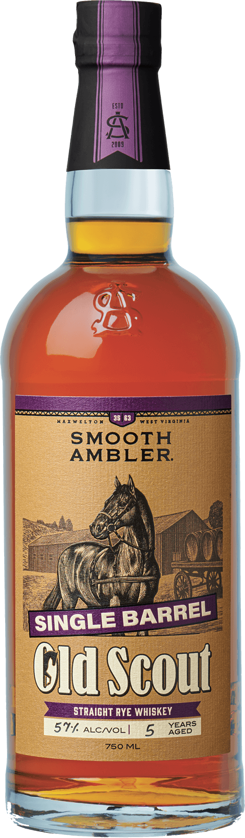 Smooth Ambler Old Scout Single Barrel Straight Rye Whiskey Bottle