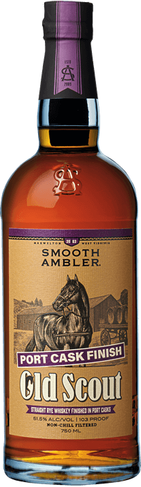Smooth Ambler Old Scout Port Cask Finish Straight Rye Whiskey Bottle